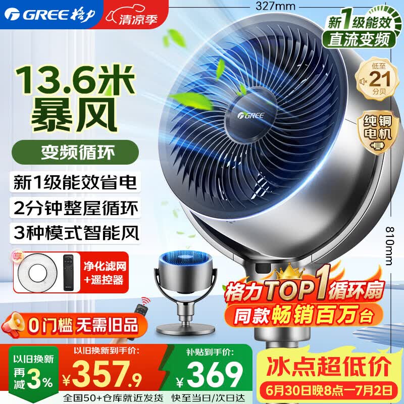 格力FXDZ-20X62Bg3直流落地扇太空灰 269.89元 - 86线报 格力FXDZ-20X62Bg3直流落地扇太空灰 269.89元 - 86线报