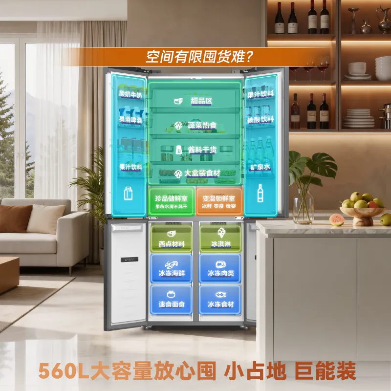 容声560L冰箱双开门十字双系统双循环一级能效变频电冰箱 2266.44元 - 86线报