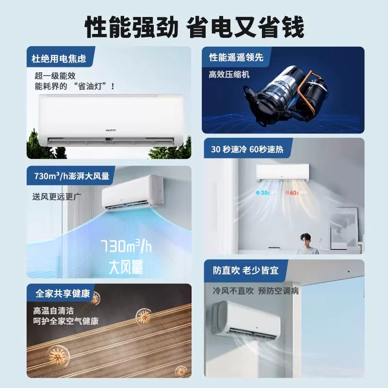 AUFIT空调奥克斯出品1.5匹新一级能效冷暖两用变频家用挂机 1163.69元 - 86线报