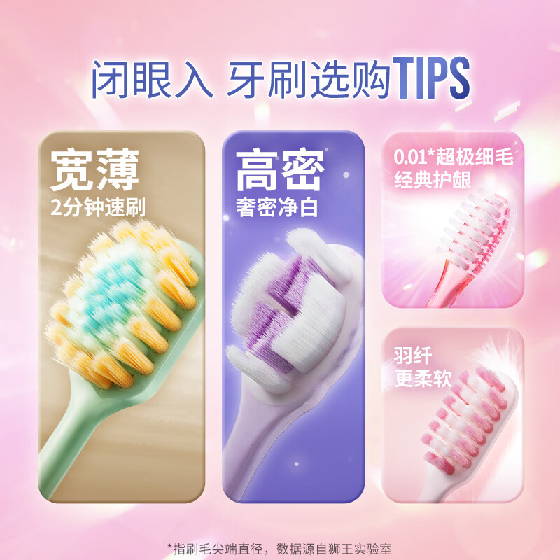 狮王 细洁齿晶彩系列 小头软毛牙刷 6支/装 券后21.4元 满34元减8元 - 折送网