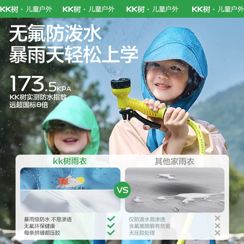 kk树儿童雨衣男童女孩上学专用雨披M/L/XL 藤萝紫/海天蓝/青柠绿 轻薄透气 79.9元 - 86线报