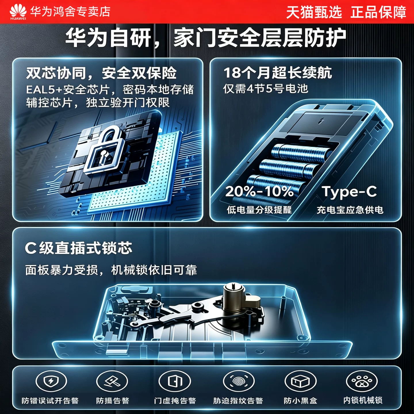 华为2026新款华为智能门锁m2指纹锁密码锁家用防盗门锁电子锁超长续航 556元 - 折送网