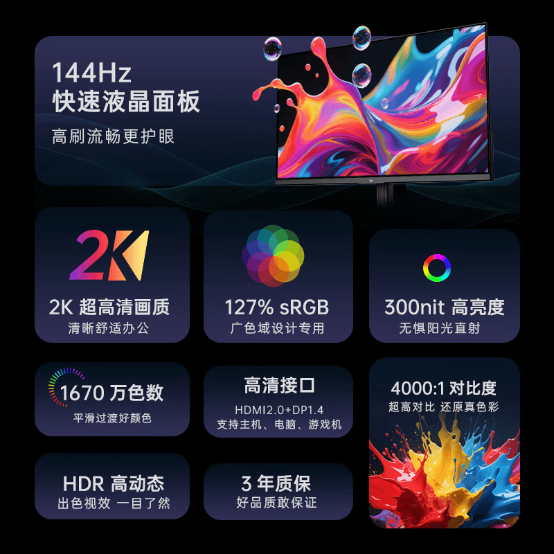 KTC H27D9S 27英寸 144Hz 显示器 481.01元 - 86线报