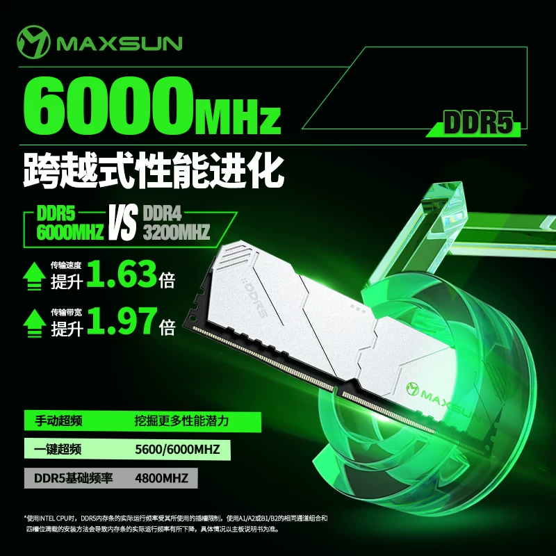 铭瑄DDR5 16G 32G内存条电竞D5台式机电脑镁光6000兼容4800 5600 1563.64元 - 86线报