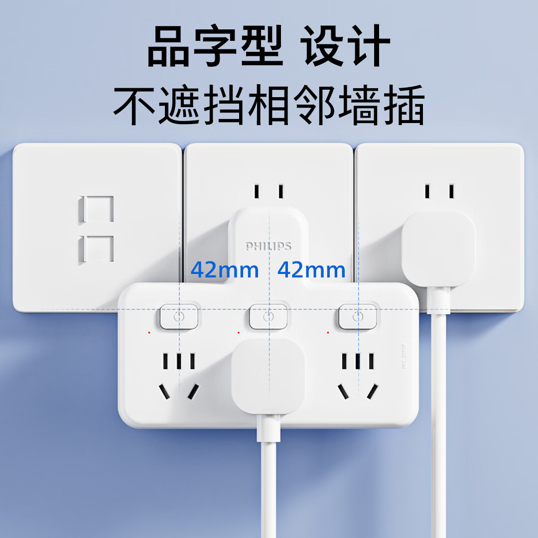 飞利浦SPB3030W/93品字形插排三位五孔分控款白色 13.81元 - 86线报