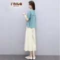 子牧棉麻 女士圆领上衣+休闲阔腿裤两件套装 券后89元 图片 2
