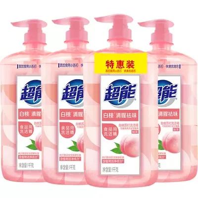 超能 白桃苏打洗洁精 A类 1kg×4瓶 清香祛味 23.61元+4.25元淘金币 图片 1