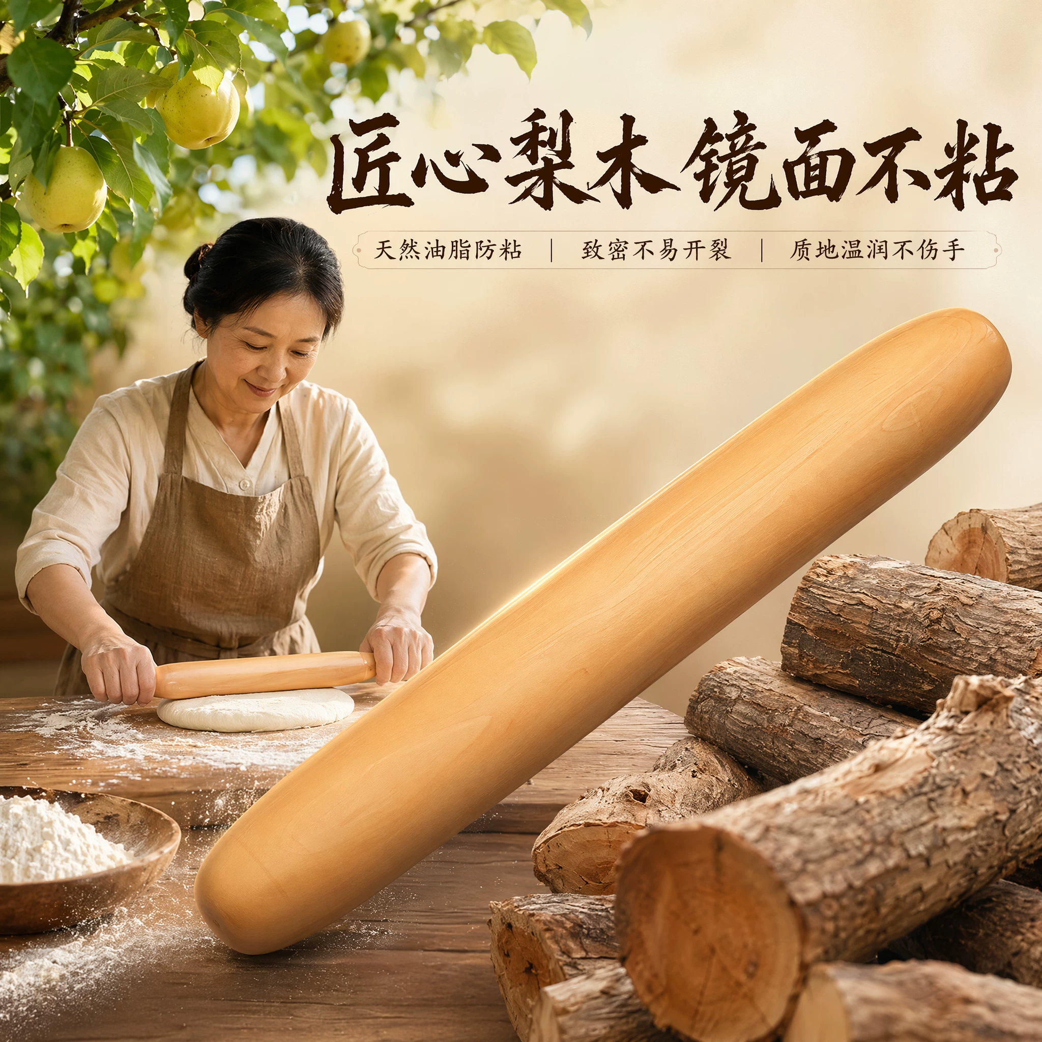 冀小擀迷你儿童擀面杖梨木擀面杖20cm水果木梨树直径2.8厘米 4.02元 - 线报酷