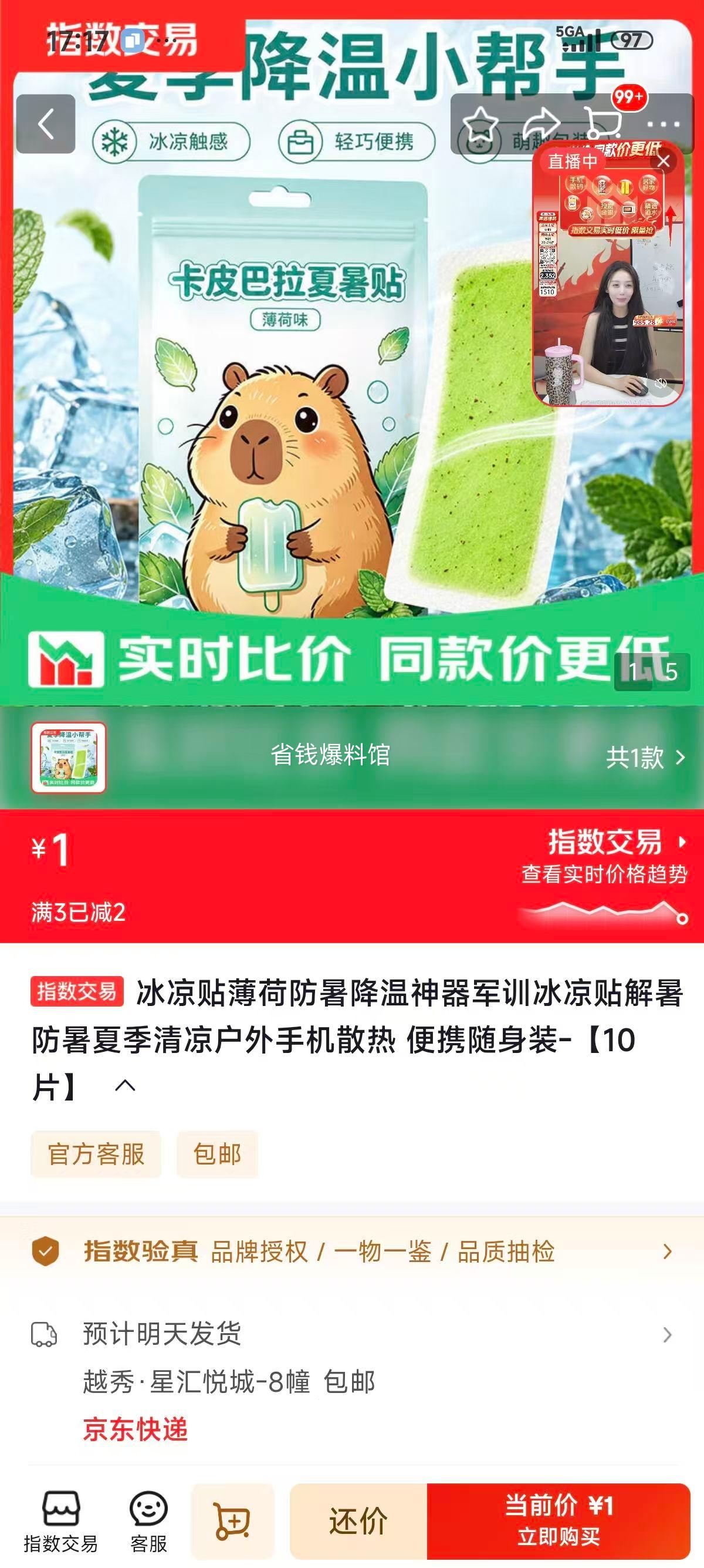 冰凉贴薄荷防暑降温神器10片 1元 - 86线报