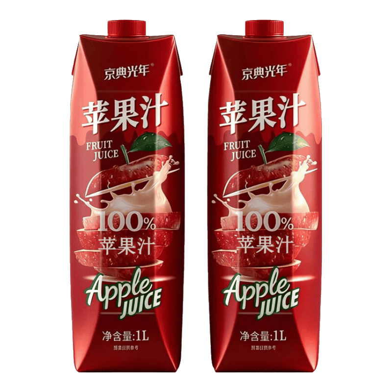 京典光年100%鲜榨苹果汁1L×2盒 4.88元 - 86线报