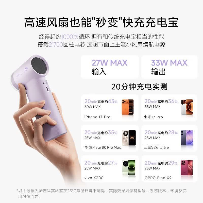 酷态科CP模块风扇Plus高速节能手持风扇 109.9元 - 爱挖宝线报