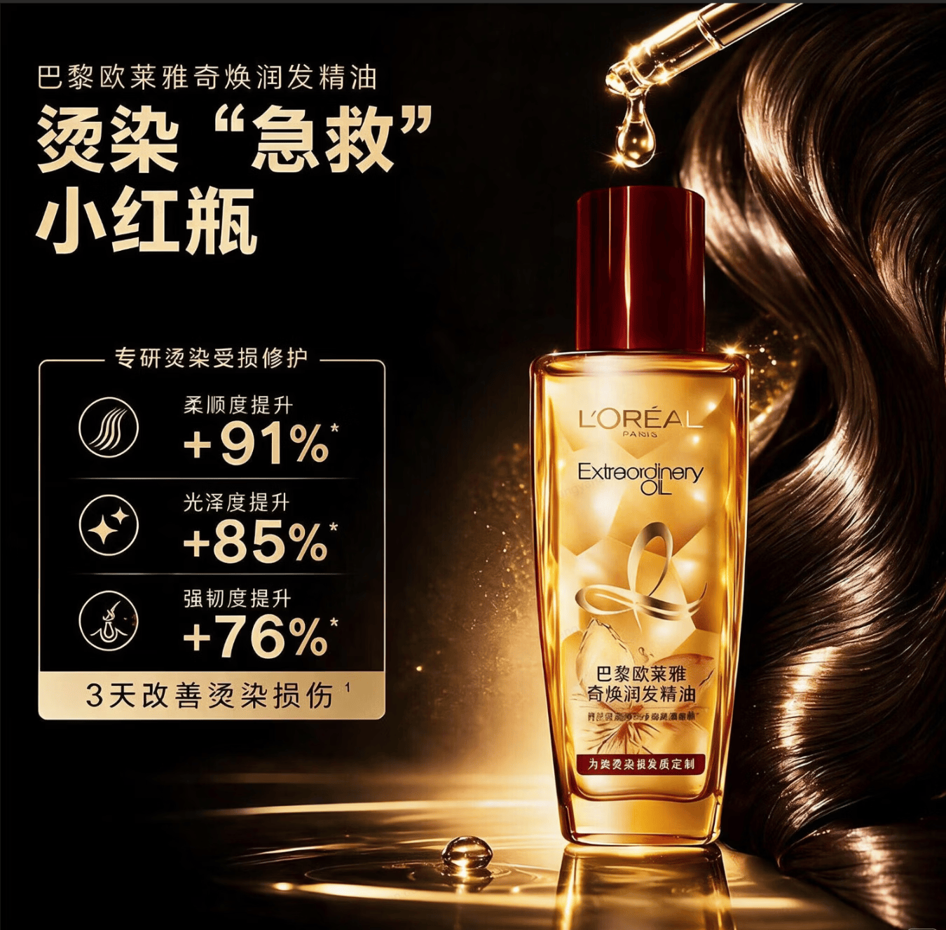 巴黎欧莱雅奇焕润发精油针对烫染发质50ml 13.9元 - 86线报