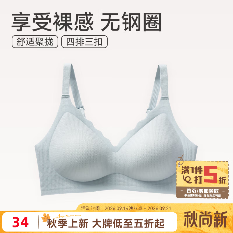 芬腾小冰皮大显小聚拢内衣光面无钢圈收副乳文胸 34.95元 - 86线报