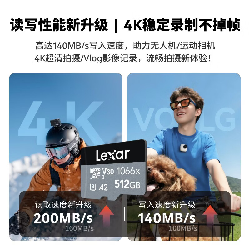 雷克沙512GB TF(MicroSD)存储卡V30读200MB/s - 86线报