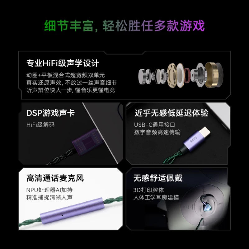 水月雨光束Rays AI降噪游戏耳机+声卡+耳塞有线充电Type-C 399元 - 86线报 水月雨光束Rays AI降噪游戏耳机+声卡+耳塞有线充电Type-C 399元 - 86线报