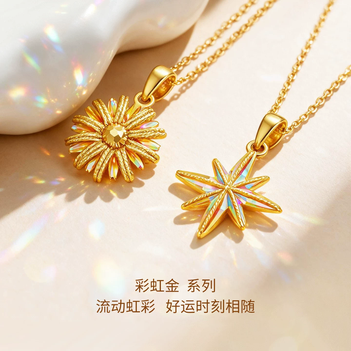 潮宏基彩虹金幻彩八芒星黄金吊坠足金5G挂坠爆闪小克重送礼计价 908.75元 - 86线报
