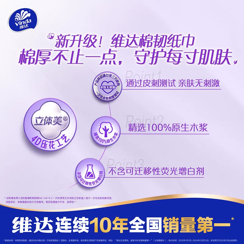 维达棉韧压花抽纸3层100抽20包M码 满3件赠湿厕纸10片 29.98元 - 86线报