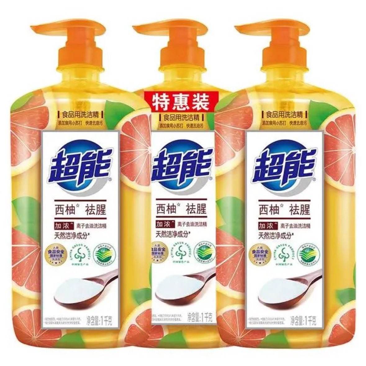 超能西柚洗洁精1kg×3瓶 16.57元 - 美泡泡 超能西柚洗洁精1kg×3瓶 16.57元 - 美泡泡