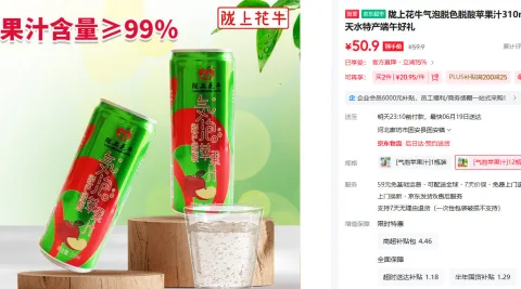 陇上花牛 气泡脱色脱酸苹果汁310ml*12罐 拍2件5折