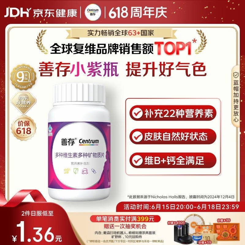 善存女士复合维生素B族多种VCED烟酰胺叶酸铁钙镁锌80粒 45元 - 86线报 善存女士复合维生素B族多种VCED烟酰胺叶酸铁钙镁锌80粒 45元 - 86线报