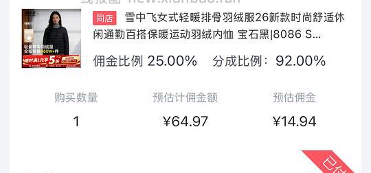 雪中飞女轻量排骨羽绒服 65元 - 折送网