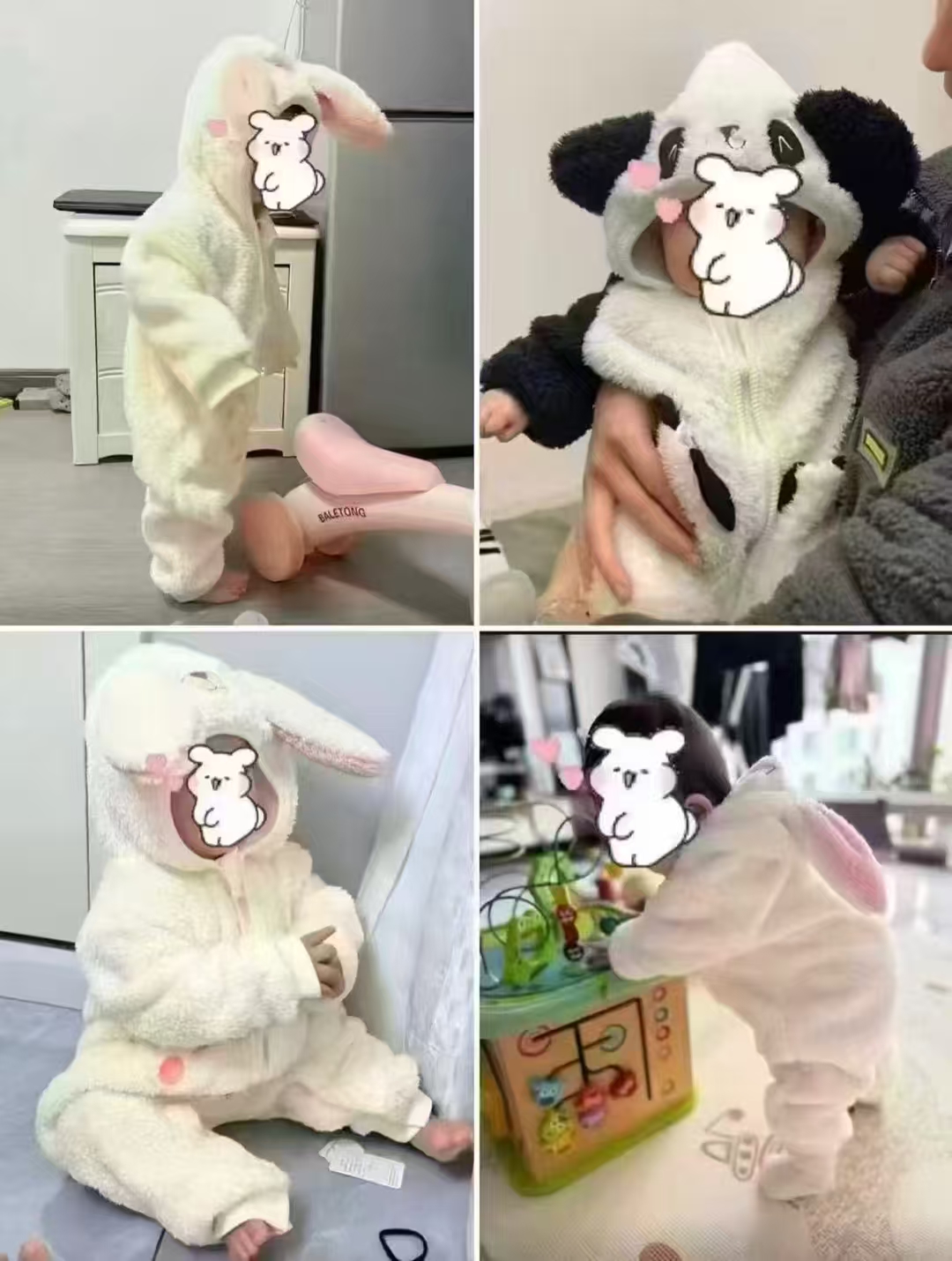 小猪大卫ins风可爱耳朵连体衣毛绒婴幼儿爬服秋冬保暖居家外出服款式/尺码 33元 - 线报酷