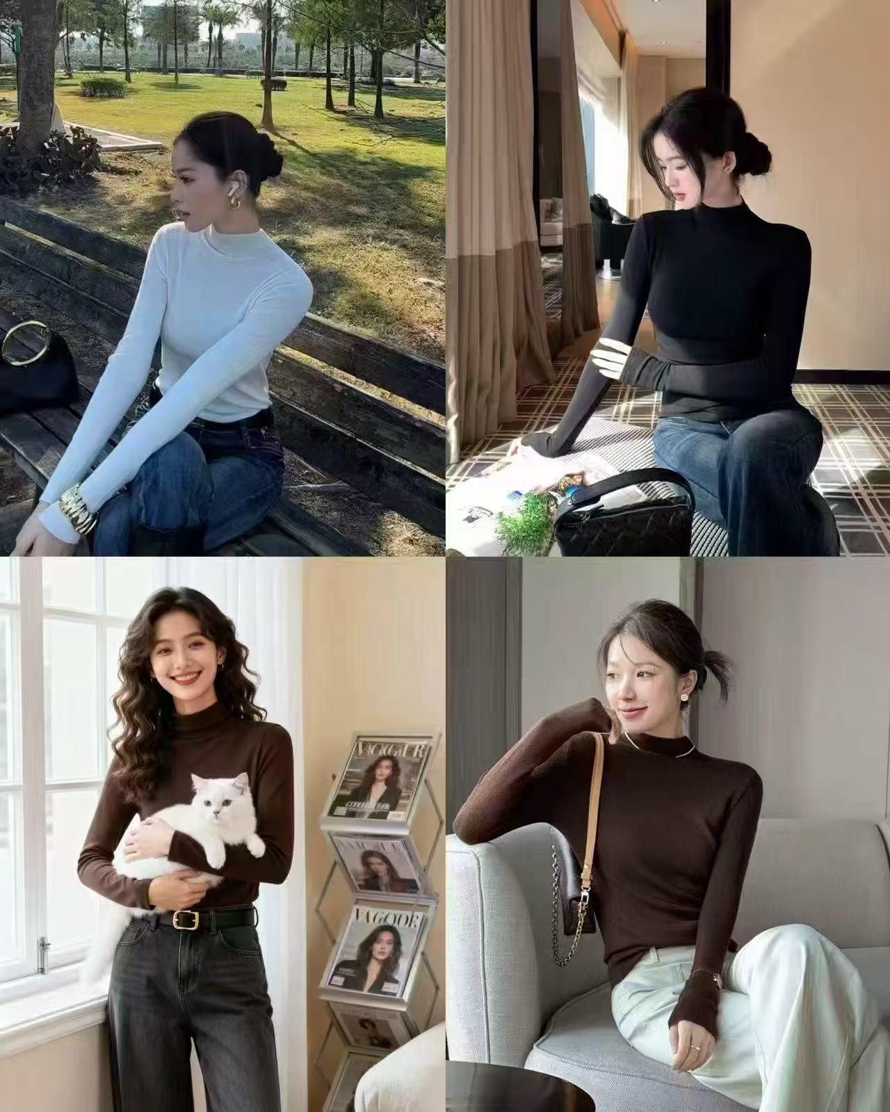 简云德绒发热半高领打底衫女加绒秋衣单件上衣内搭保暖内衣冬季QC 26元 - 线报酷