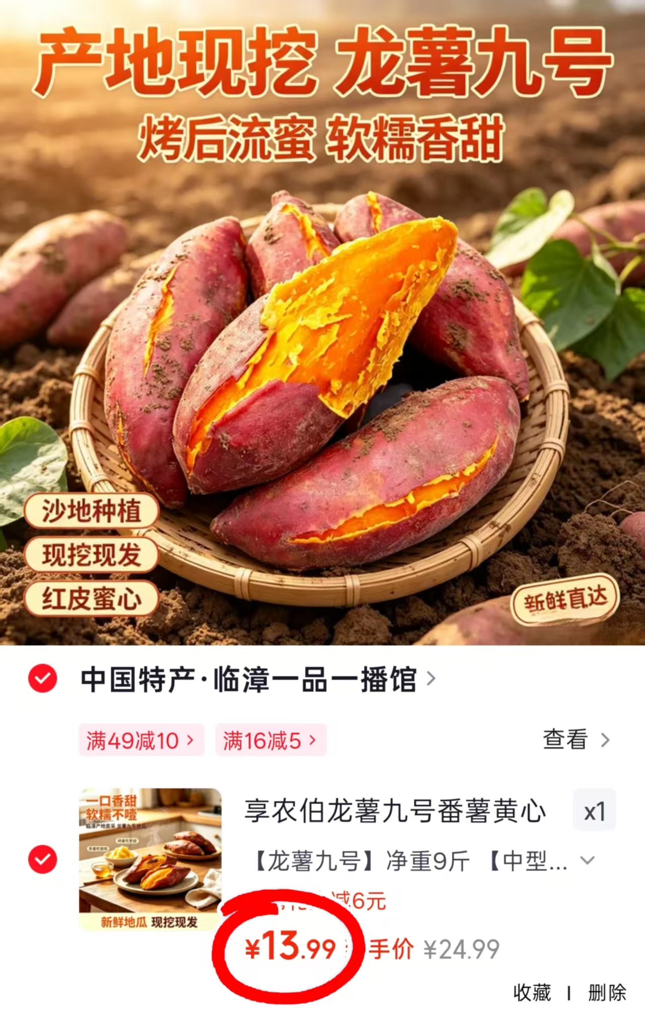 龙薯九号黄心蜜薯9斤 10.9元 - 86线报