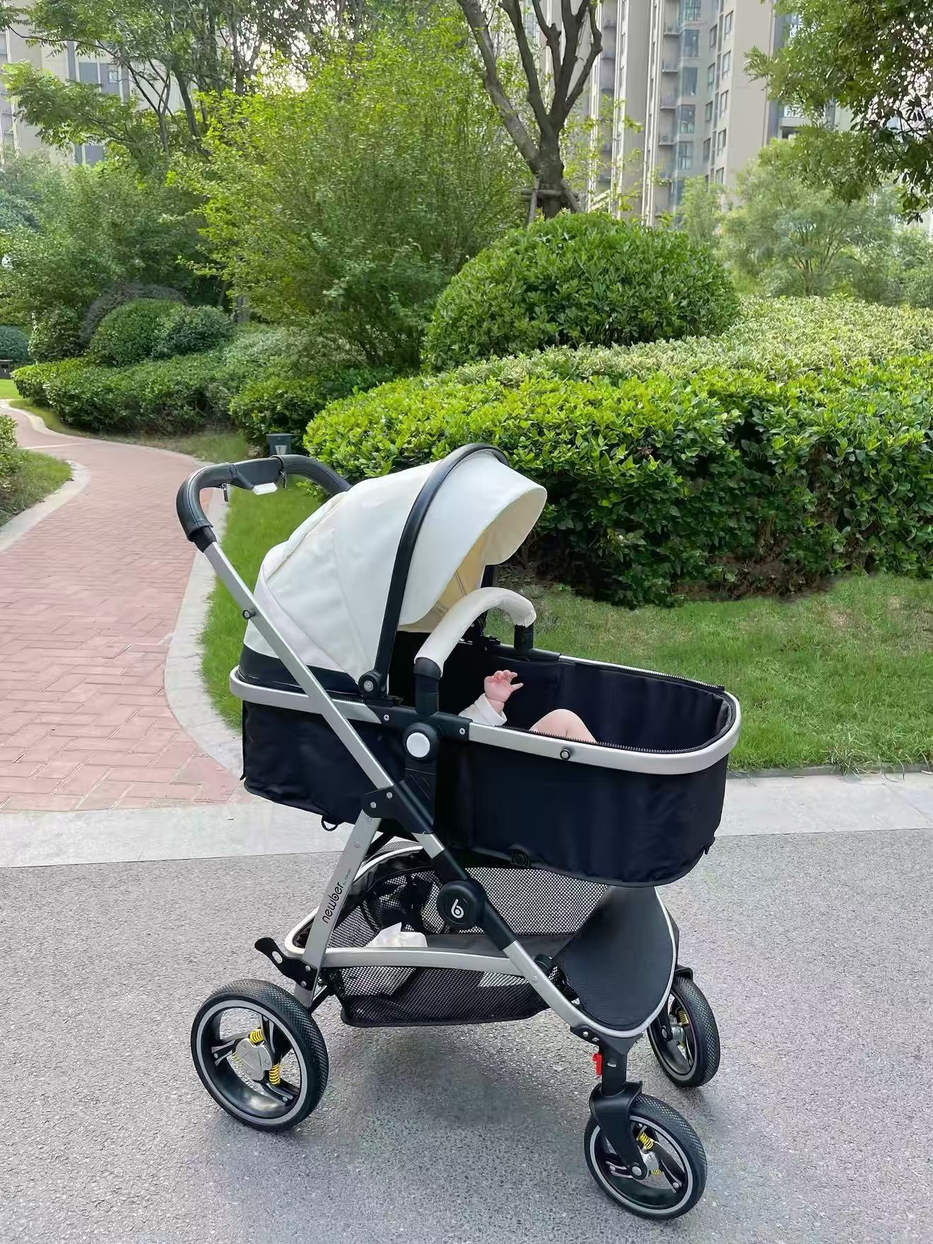 纽贝耳婴幼儿可坐躺推车经典黑白PU轮 412元 - 86线报