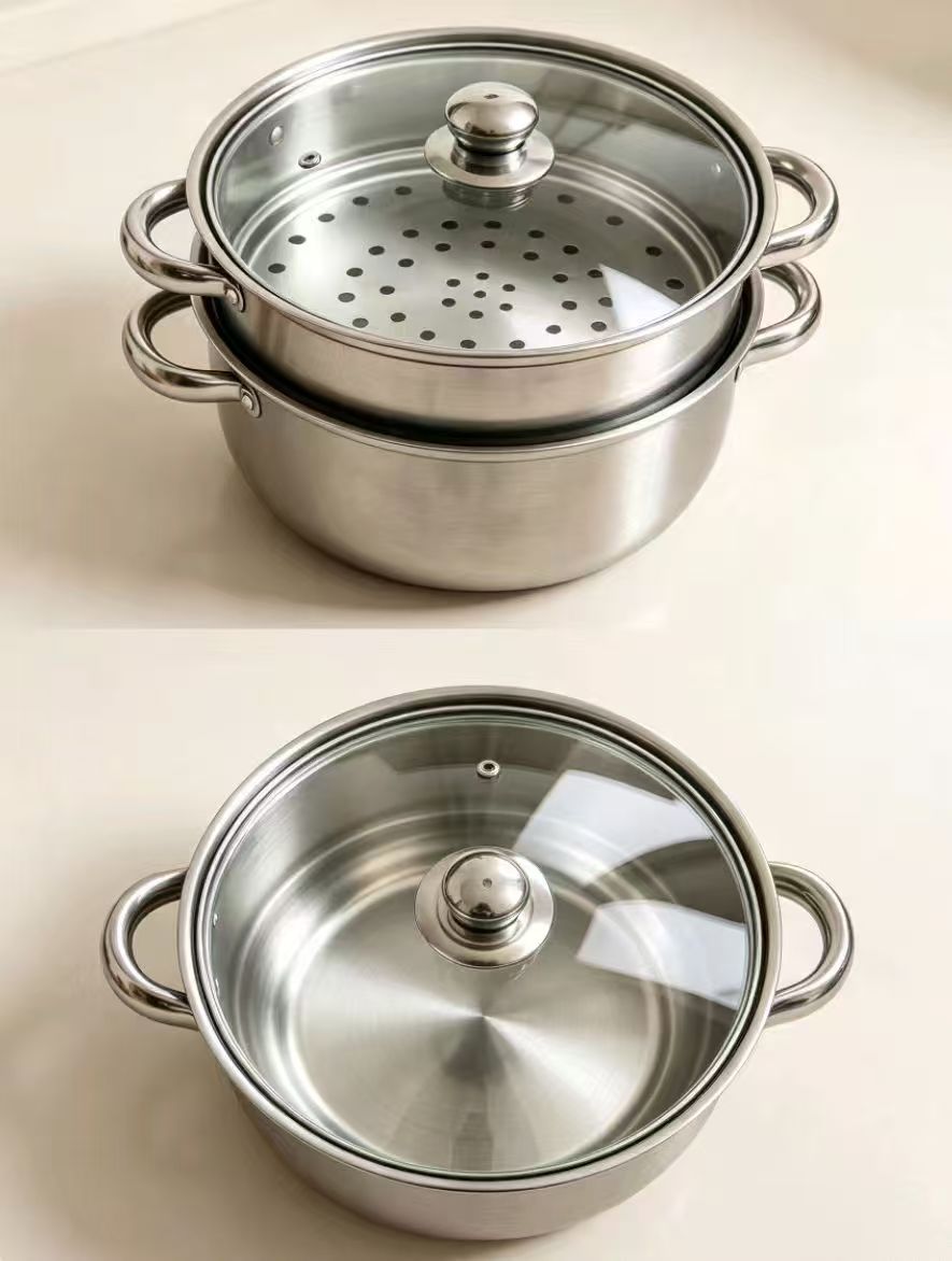 不锈钢汤锅蒸锅 5.9元，不锈钢双耳汤锅+蒸格 7.99元 - 86线报
