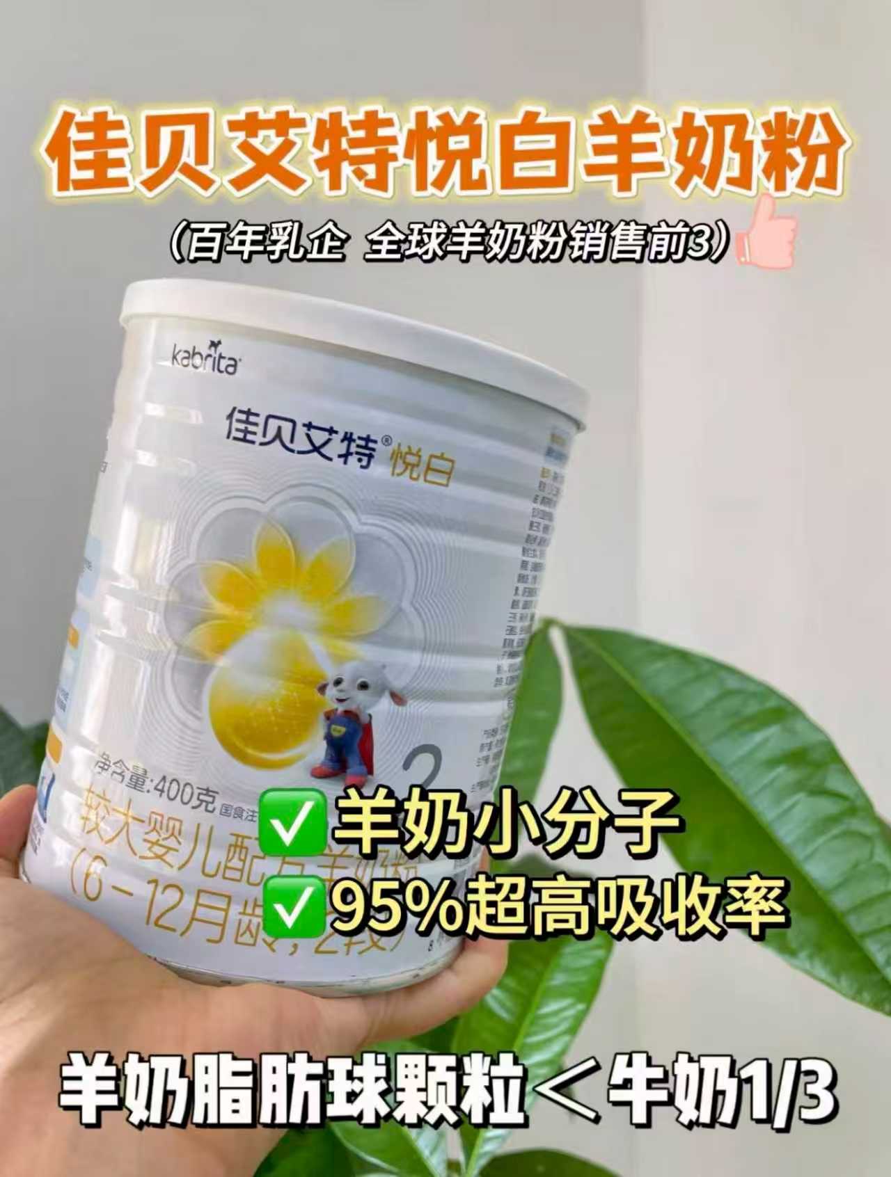 佳贝艾特悦白羊奶粉400g*罐 拍1发2罐 260元 - 86线报