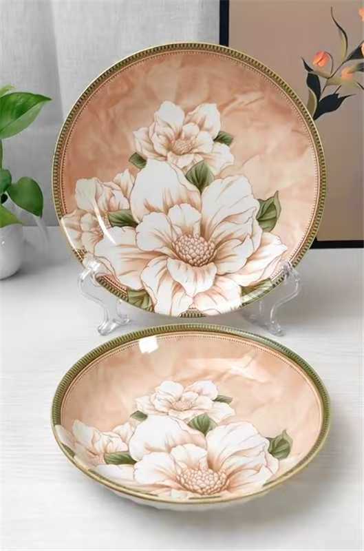 山茶花陶瓷盘子4只 7.9元 - 86线报 山茶花陶瓷盘子4只 7.9元 - 86线报
