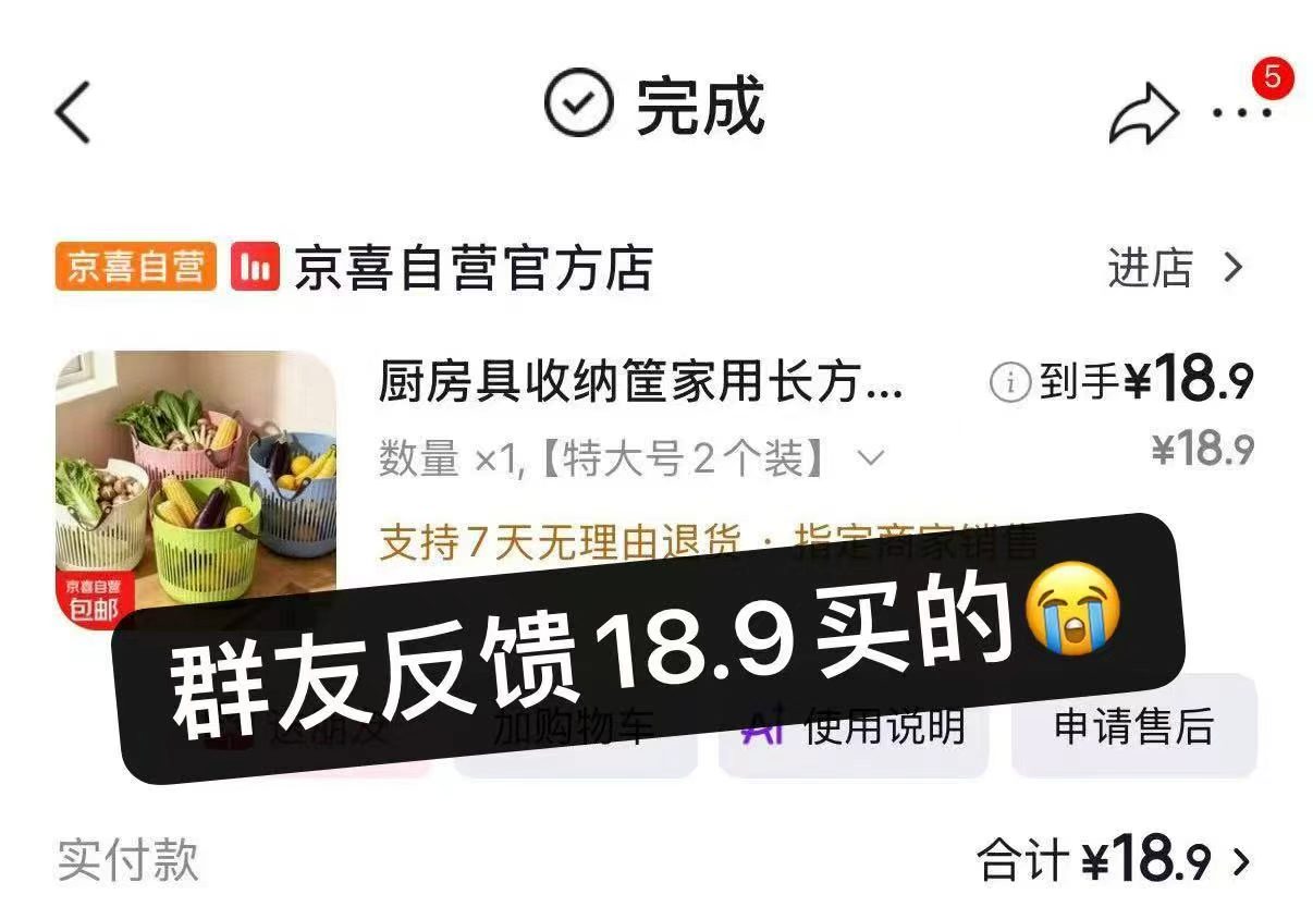 京喜自营厨房沥水篮特大号2个装 9.9元 - 清风线报