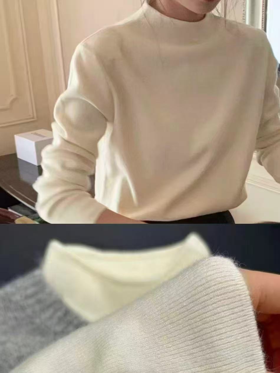 牧都兰秋冬新款加厚针织衫女半高领打底衫毛衣气质纯色百搭 19.9元/件 - 线报酷