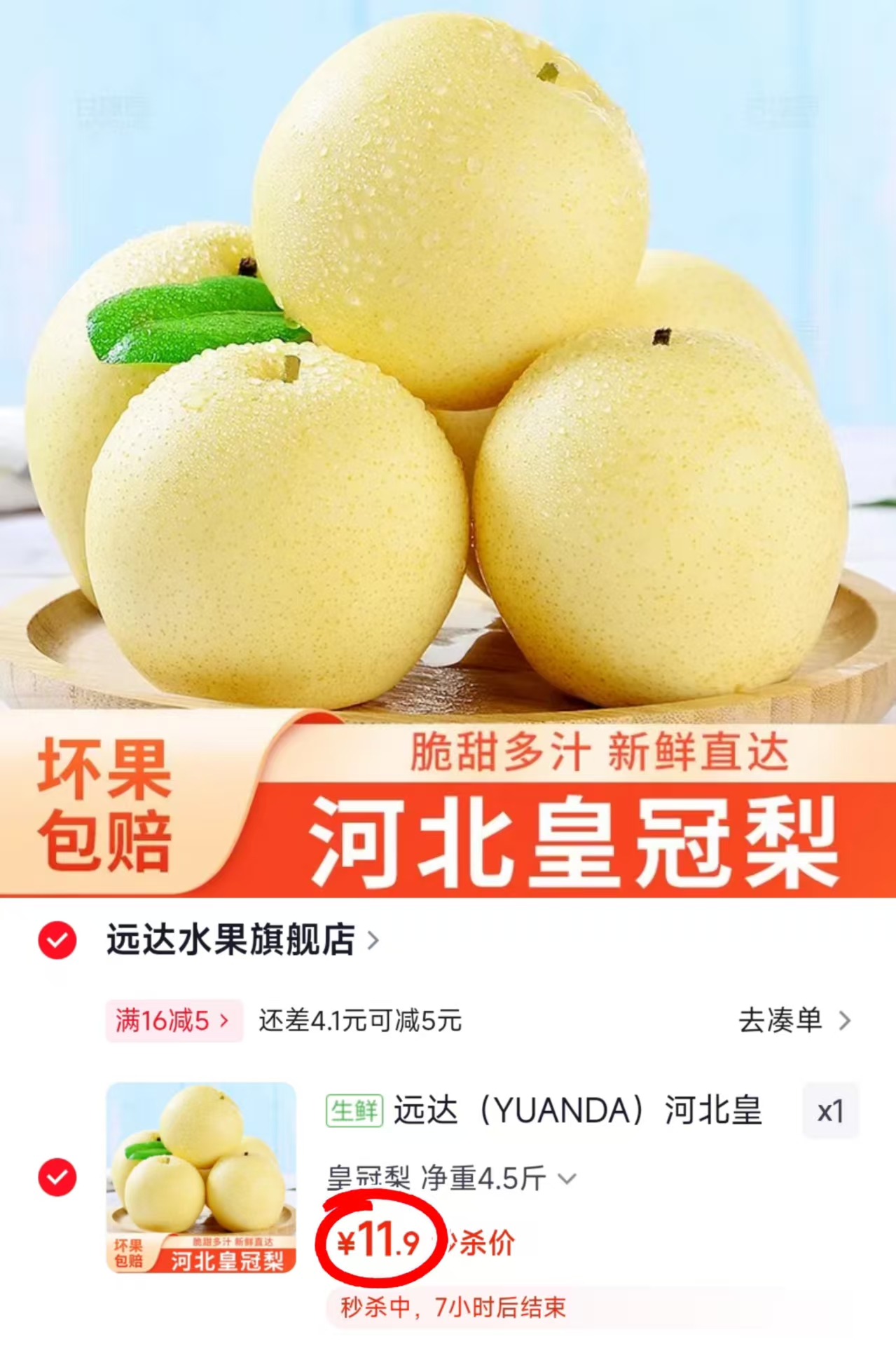 河北皇冠梨净重4.5斤 11.9元 - 86线报