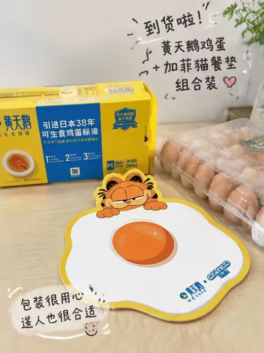 黄天鹅18枚鲜鸡蛋加菲猫家族餐垫礼盒装 34元 - 线报酷
