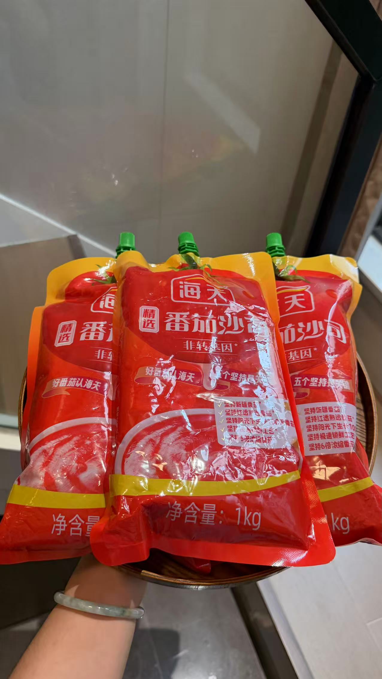 海天精选番茄沙司1kg*3袋 17元 - 线报酷