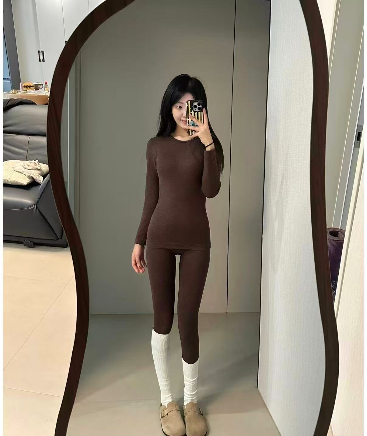 rovo美肤肌底衣保暖内衣女士秋衣秋裤套装发热隐形打底衫拍2套 59.8元 - 线报酷
