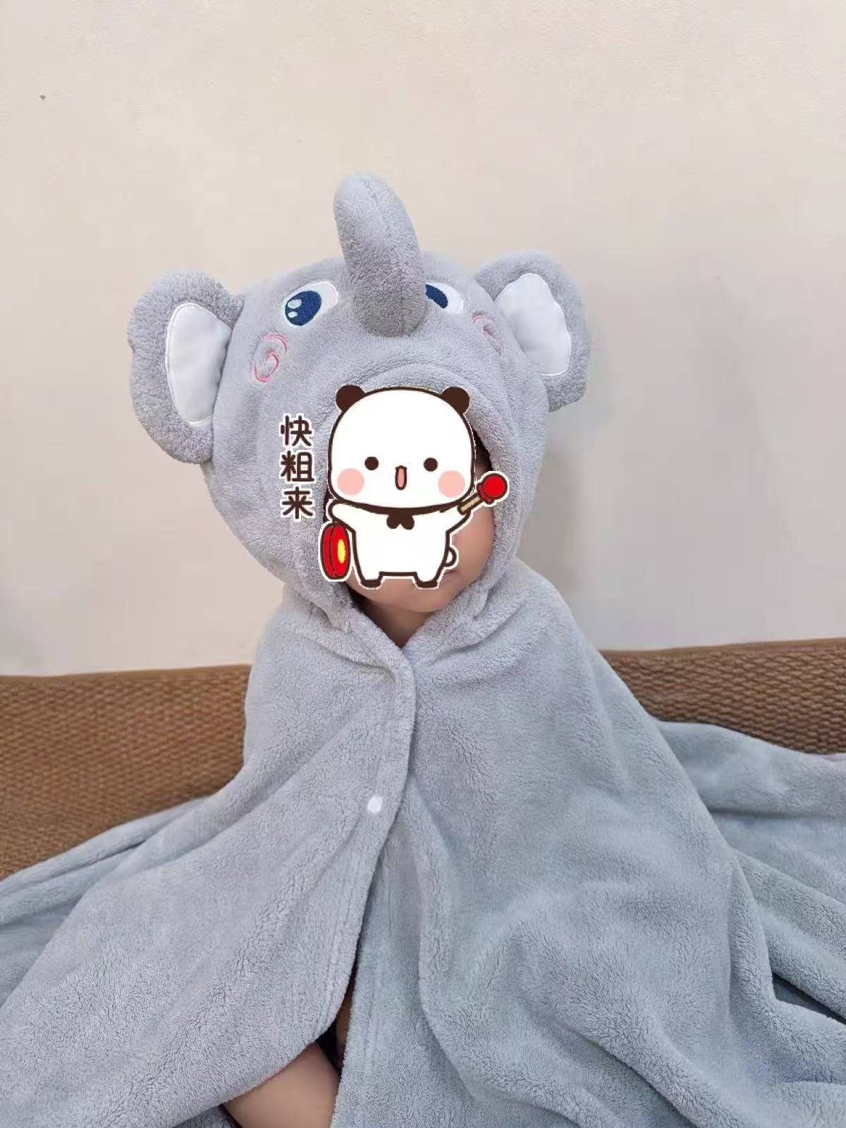 新安代婴儿浴巾带帽洗澡裹巾米黄狮子80×125cm 29.9元 - 线报酷
