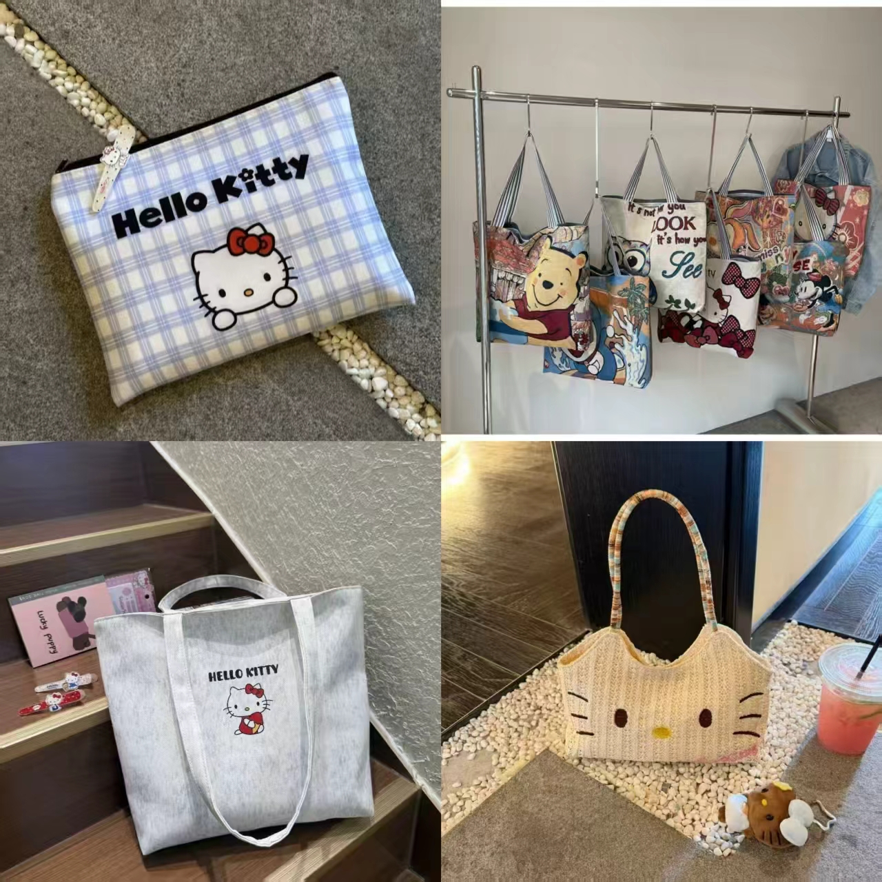 kitty猫手包3个 9.9元，卡通立体针织单肩包 9.9元，百搭帆布包 9.9元 - 线报酷