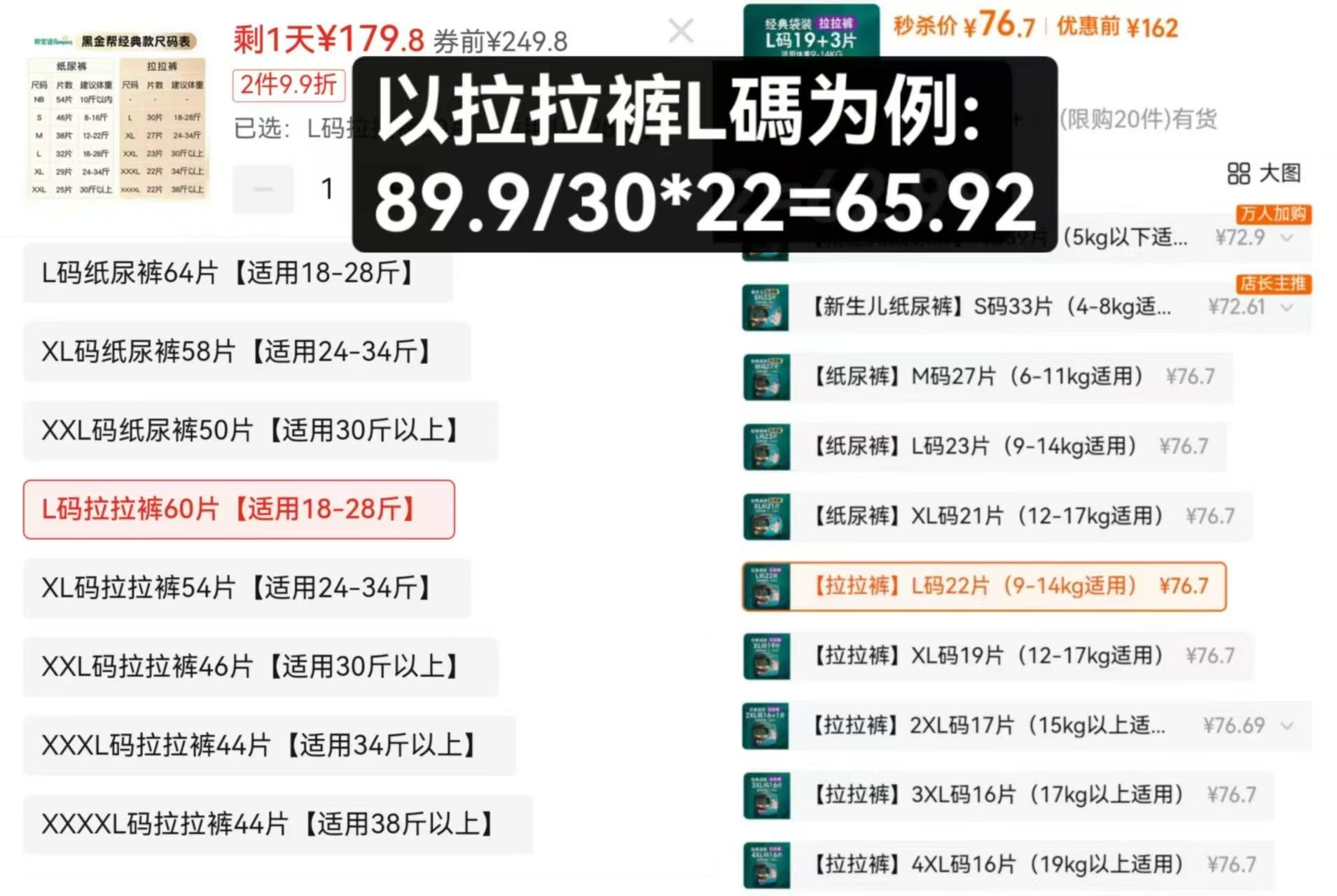 帮宝适黑金帮大包2包 179.8元 - 阿瓜线报网