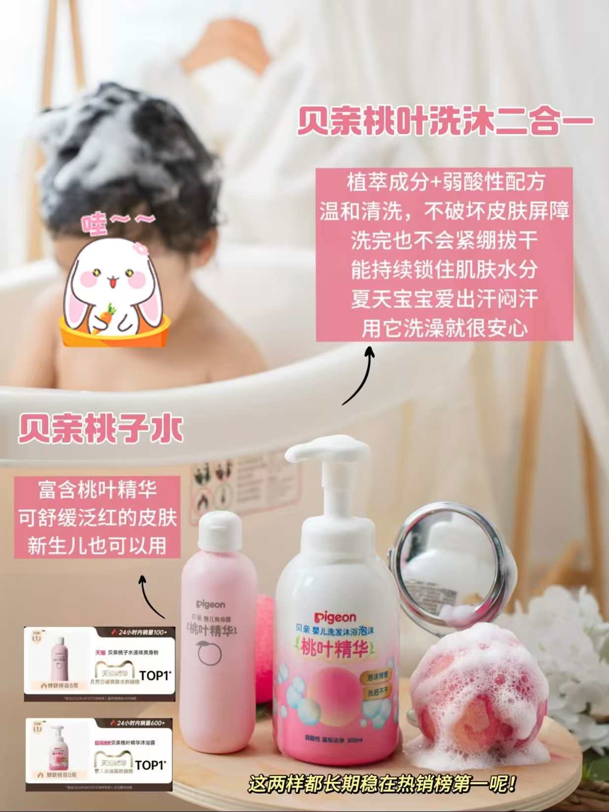 贝亲婴儿桃叶洗护套装700ml组合 47.6元 - 86线报