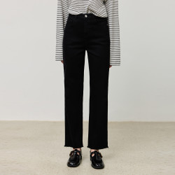 LILY2026冬新款女装通勤九分裤小脚黑色牛仔裤加厚直筒裤 196元 - 线报酷