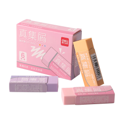 得力 莫兰迪彩色真集屑橡皮擦 中号 粉橙紫 6块装 - 86线报