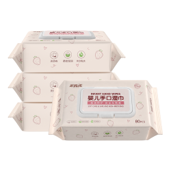 家优先 手口湿巾加厚湿纸巾擦脸湿巾纯水洁肤湿巾PP清洁湿纸巾 5包*80抽 - 86线报