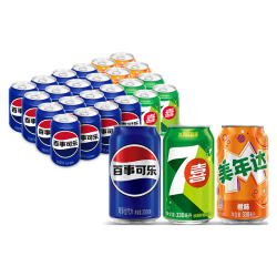 百事碳酸饮料百事16+七喜4+美橙4共330ml*24罐 34.9元 - 线报酷