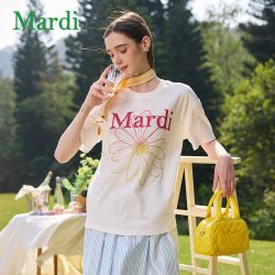 玛尔帝雏菊印花女士短袖T恤MTX2622008米白X虚拟粉S 79元 - 折送网