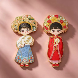 赋闲泉州金属冰箱贴簪花姑娘磁吸贴开元寺西街文创旅游纪念品伴手礼物簪花姑娘冰箱贴-蓝色1个 - 86线报