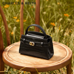 CHARLES & KEITH鳄鱼纹女士手提包小包黑色 390.4元 - 86线报