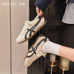 西遇复古德训鞋女新款春季百搭撞色平底阿甘鞋子运动休闲板鞋 79.92元 - 86线报